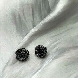 Blue Floral Gold-Trim Sparkling Stud Earrings – NWT